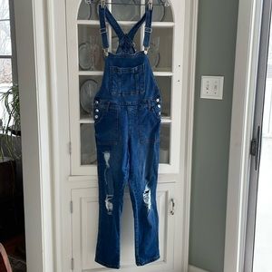 Celebrity Pink Distressed Jean Overalls